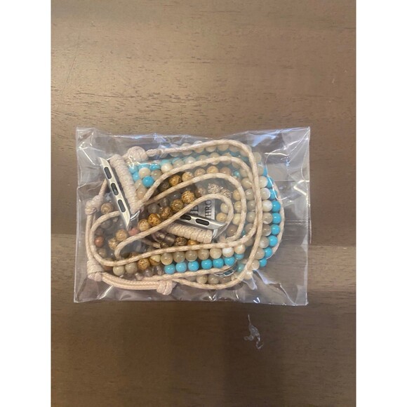 Victoria Emerson Turquoise & Shell on Natural Apple Watch Strap - New - Picture 4 of 5